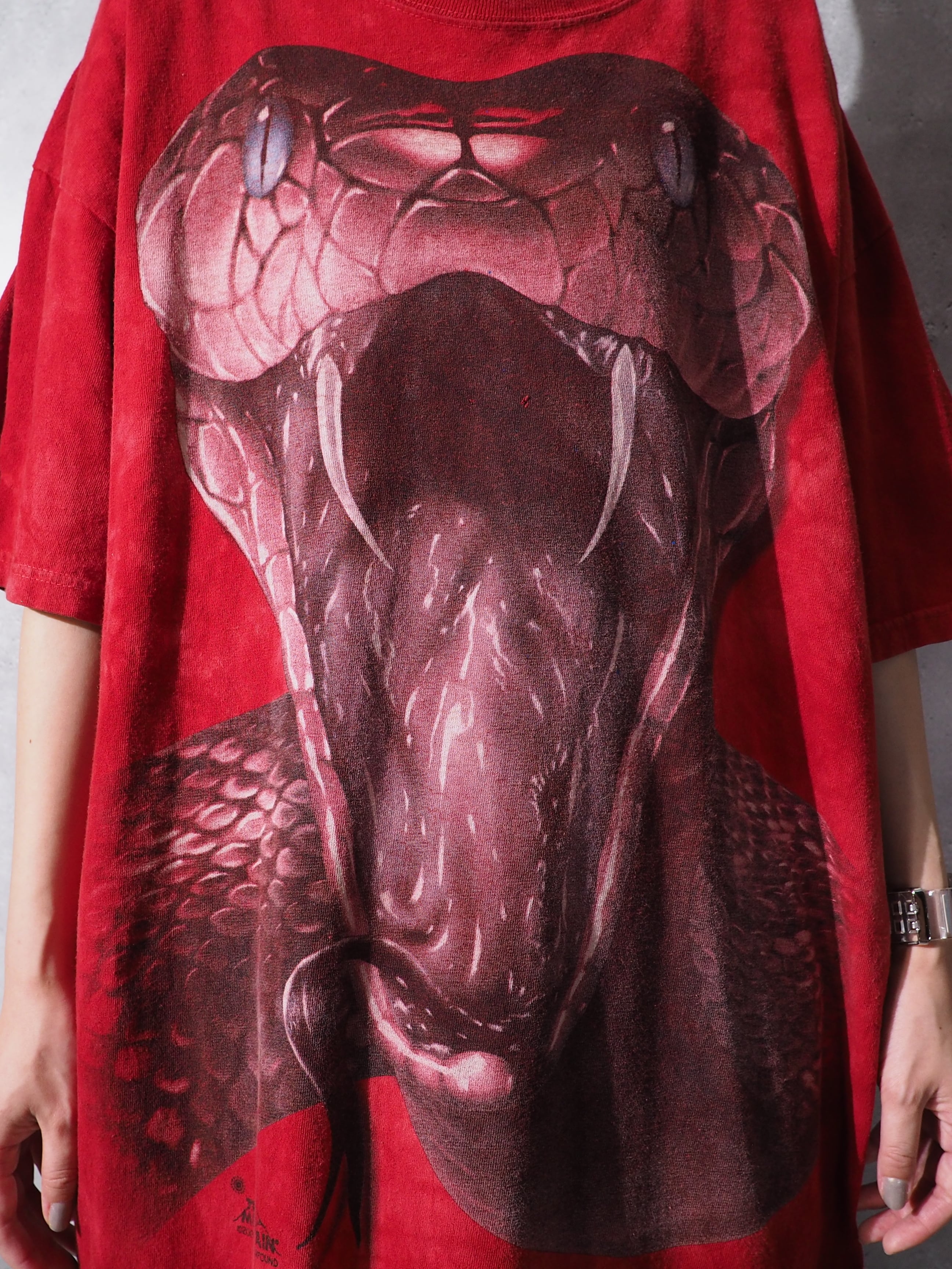 憤怒 - Huge viper printed Yarn-dyed loose Tee