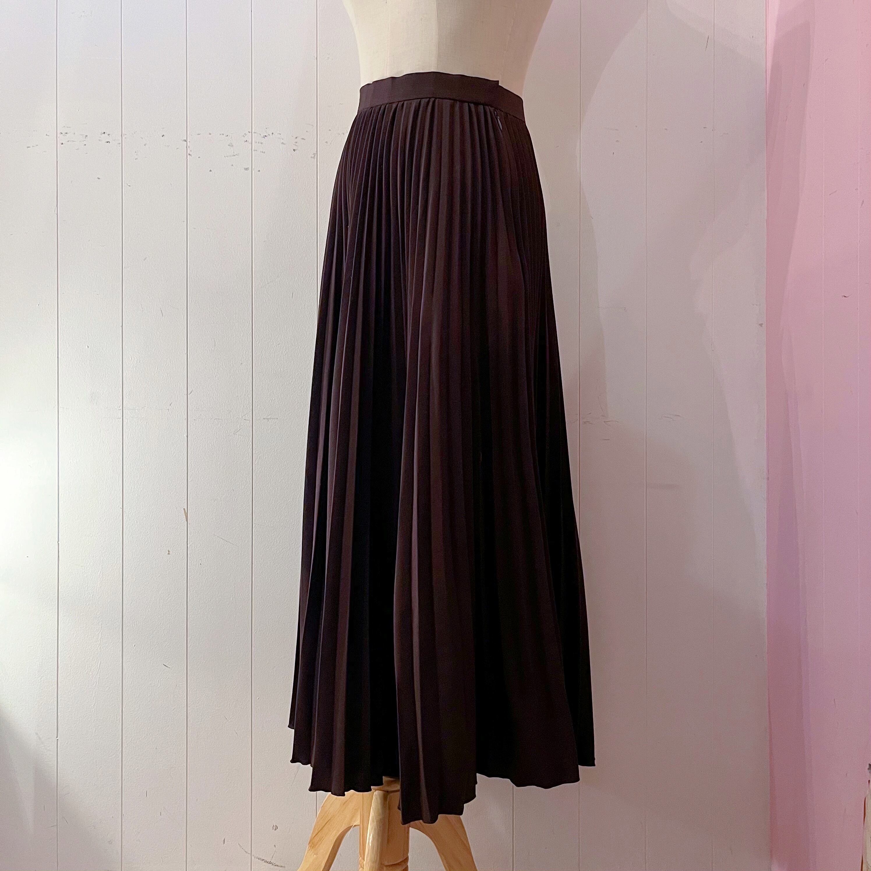 brown accordion pleats skirt