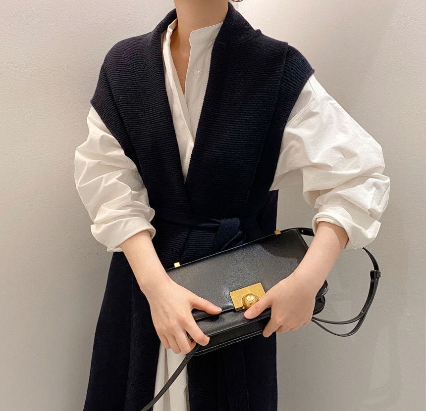 ベストシャツワンピースセット レディース ロング ベスト ワンピース