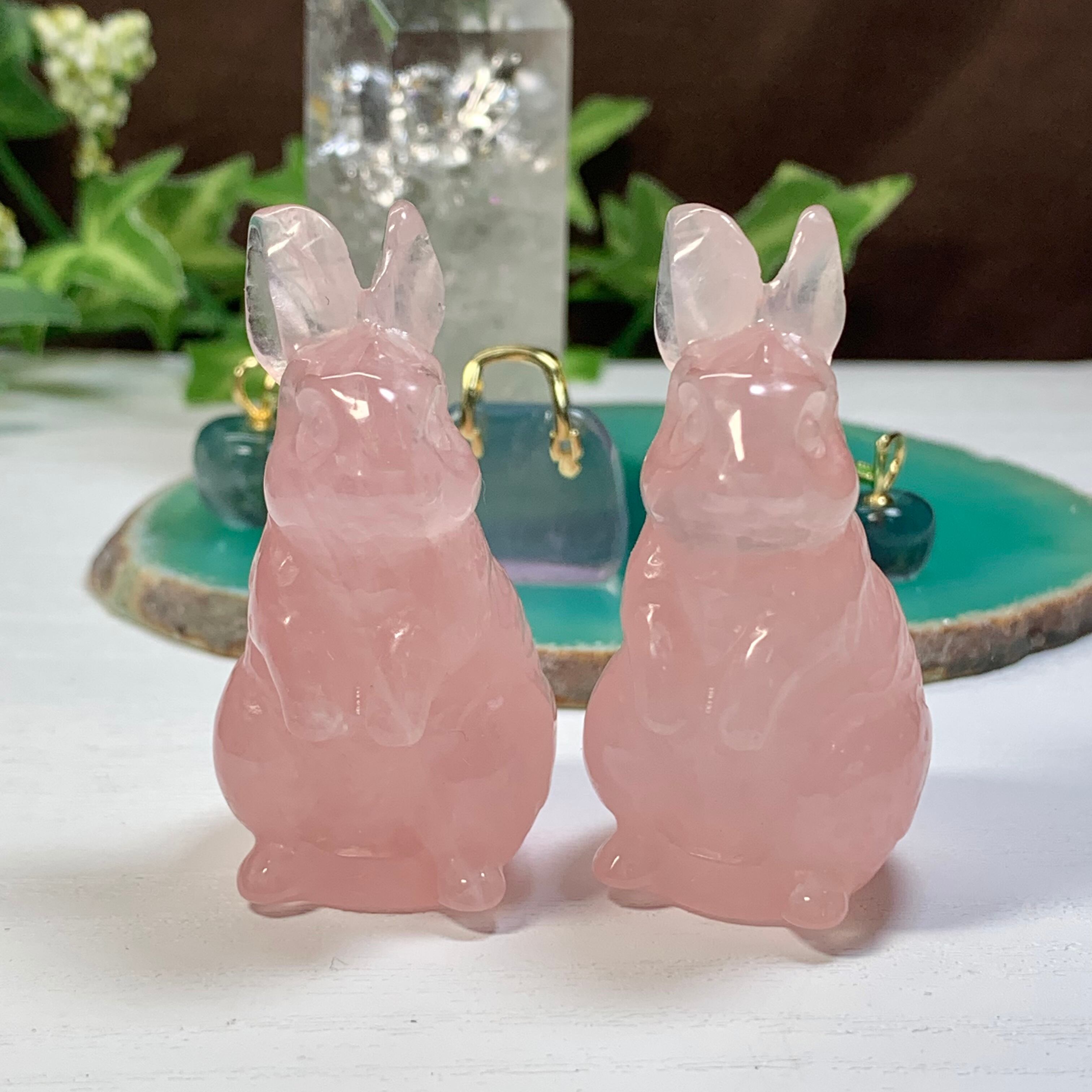 天然石ローズクォーツ　うさぎストラップ　No.1892 天然石ローズクォーツ うさぎストラップ No.1892 天然石 ローズ