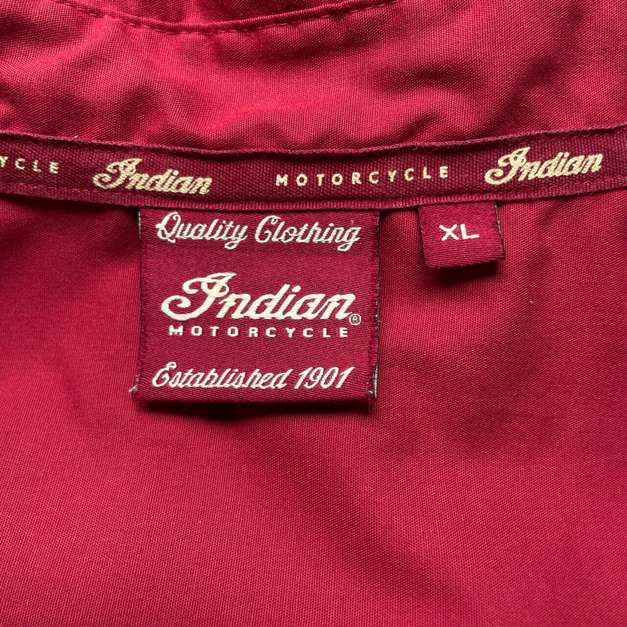 Indian MOTORCYCLE 企業ロゴ刺繍 バックプリント 半袖ワークシャツ