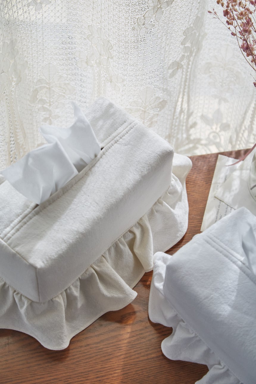 frill washing tissue cover 2colors / フレンチ フリル ウォッシング