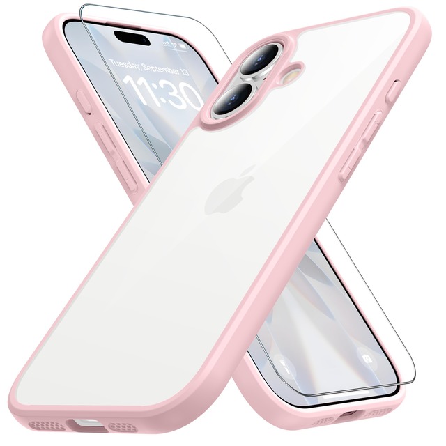 iPhone17 用 ケース ピンク 耐衝撃 ガラスフィルム付き アイフォン17 用 ケース 米軍MIL規格 黄ばみ防止 耐久性 アイホン17用
