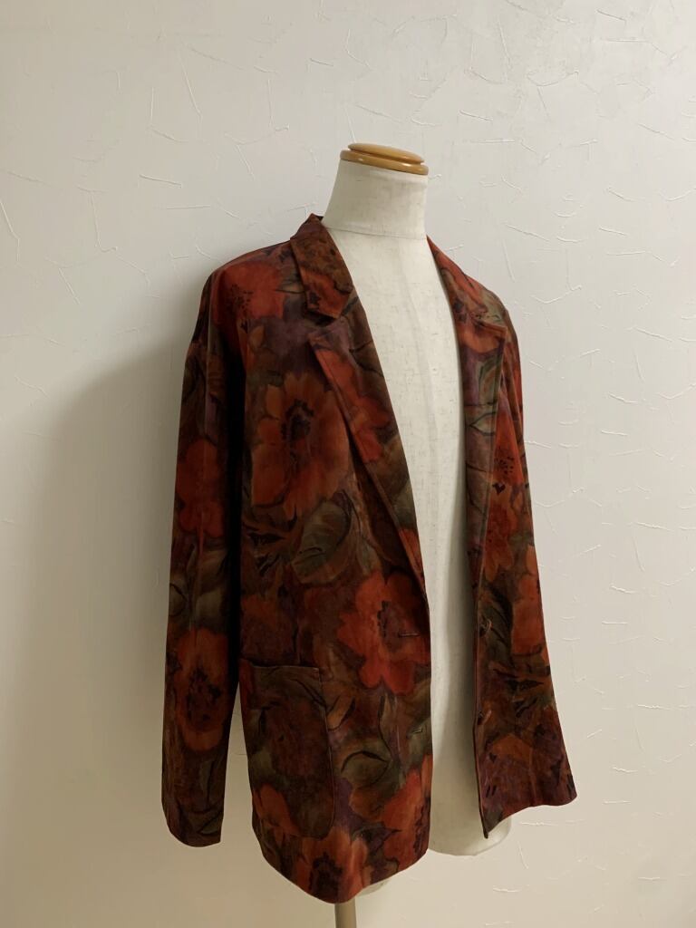 1980's Drop Shoulder Design Patterned Tailored Jacket