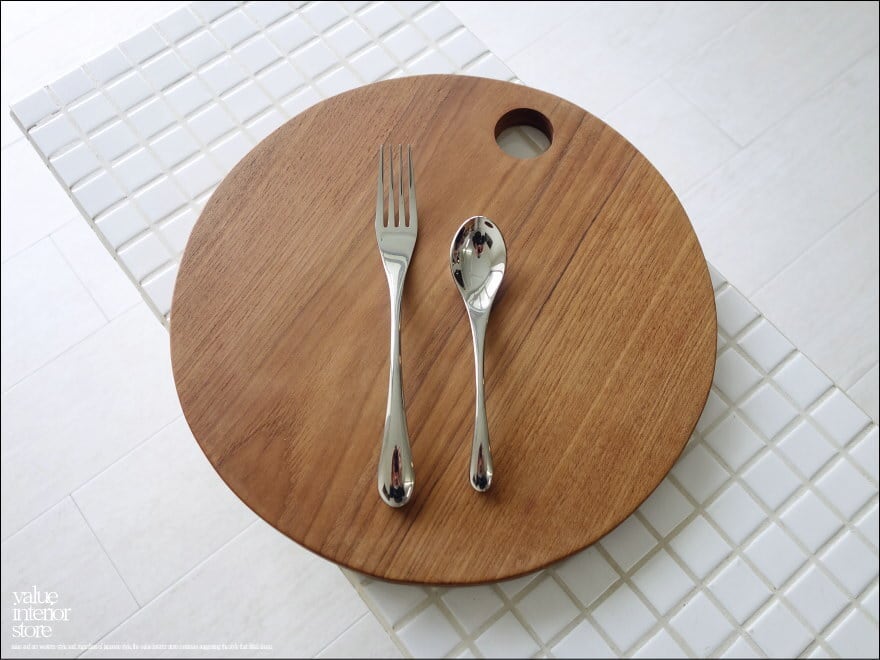 チークカッティングボード丸L30cm まな板 キッチン用品 木製調理用品