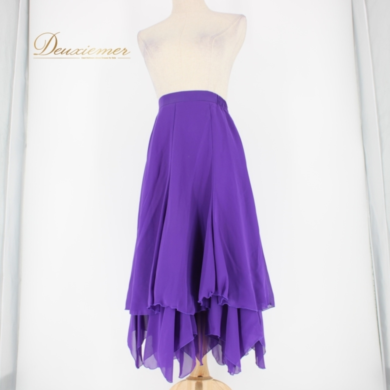 社交ダンス 衣装 スタンダード スカート レッスンウェア 練習着 レディース PAPILLON パピヨン パープル系 紫 無地 派手 シンプル 上品 総丈 約76cm ウエスト 約30cm 伸縮性 ポリエステル 日本製 大人の色香 バイオレット