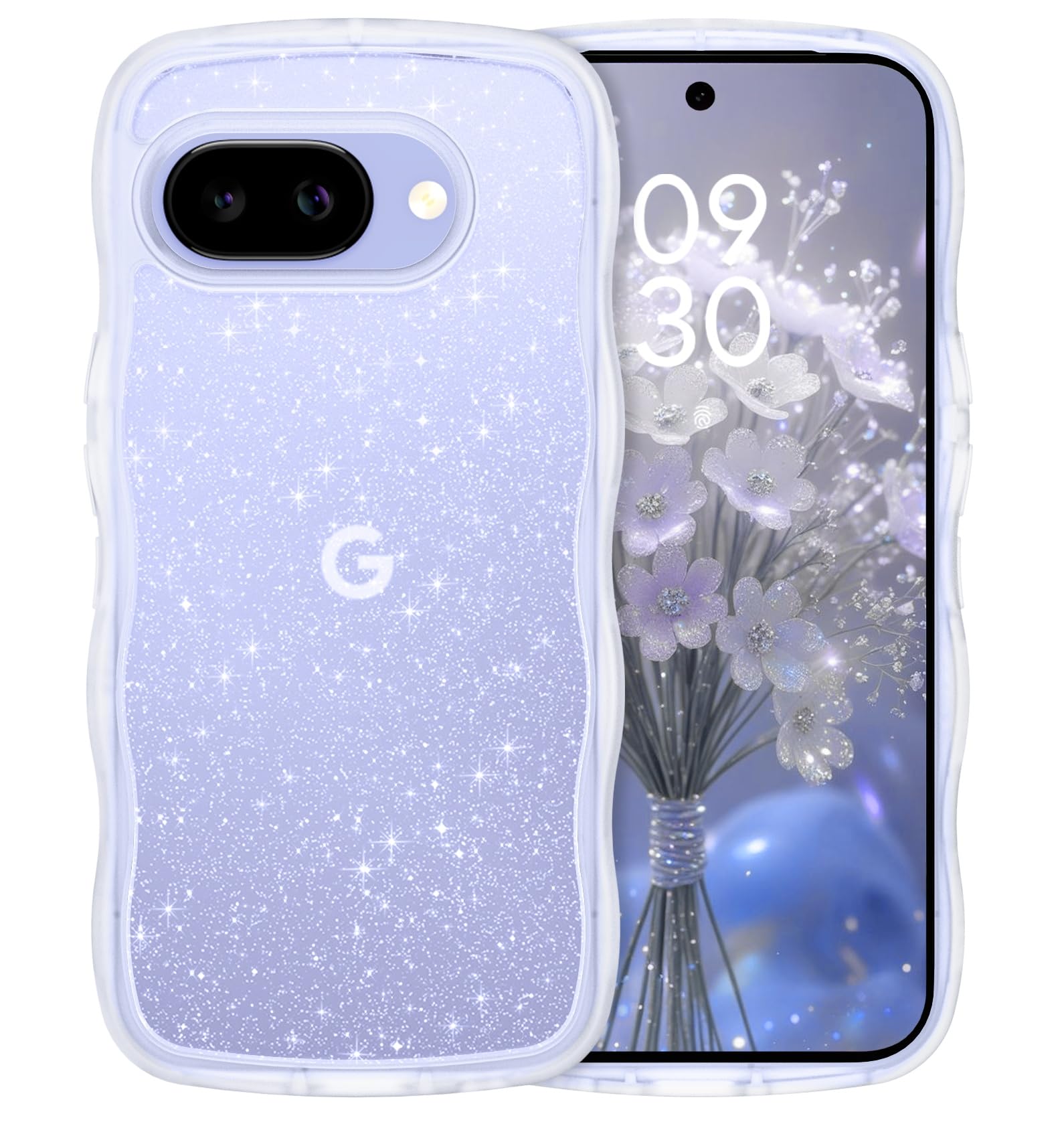 Telaso グーグルピクセル9a ケース 波型 クリア 黄変防止 キラキラ