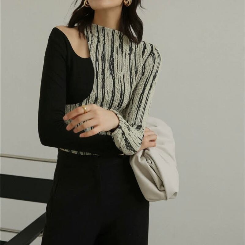 アシメモードプリントカットソー R00769