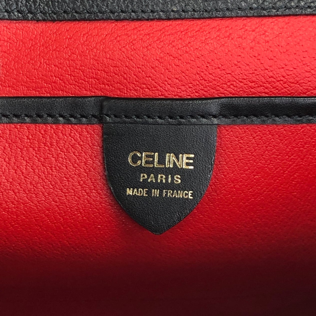 CELINE セリーヌ ハンドバッグ ブラック マンテル レザー 2way シボ