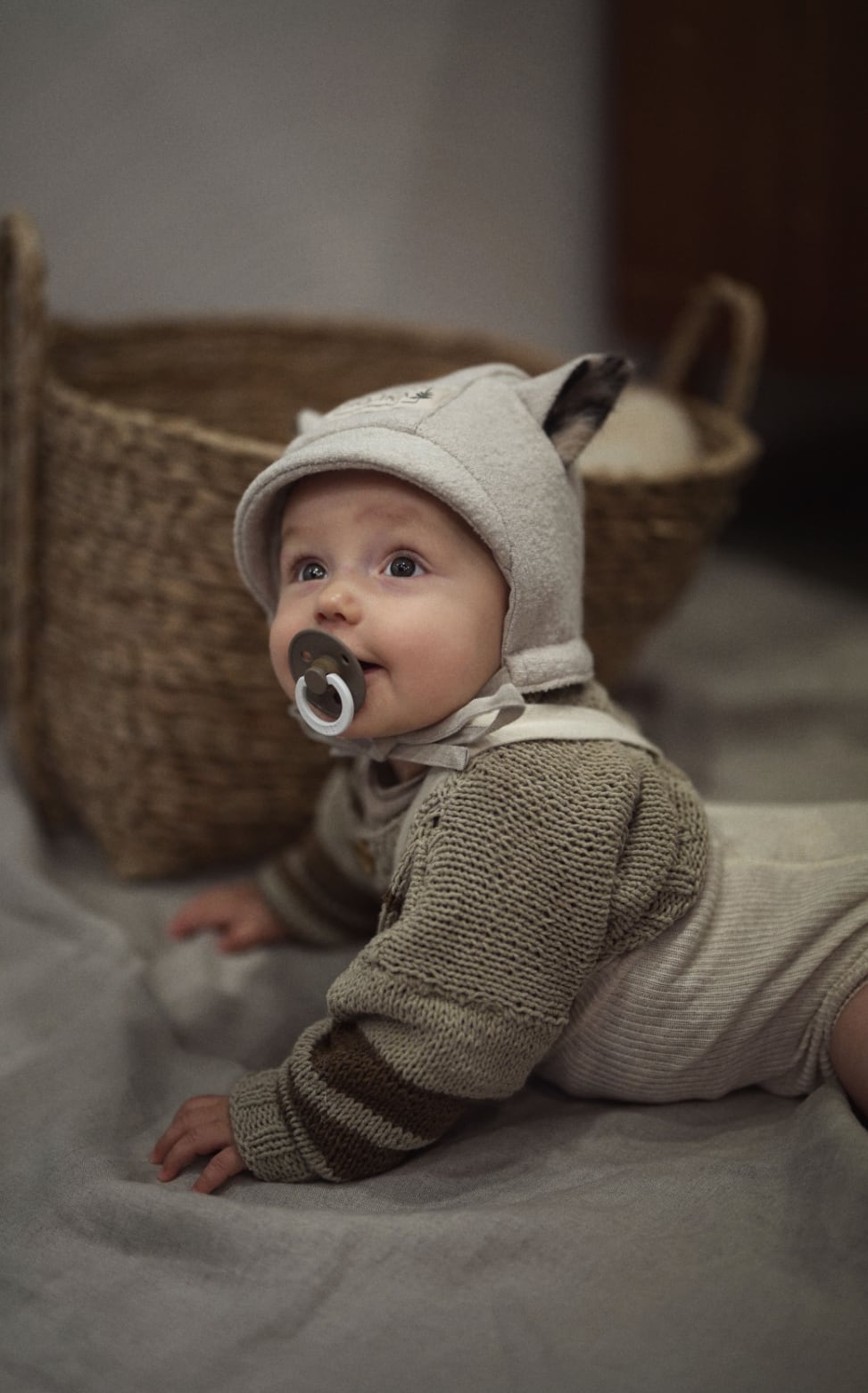 【美品】SHOMKA wool hat chocolate 54cm shomka wool bonnet