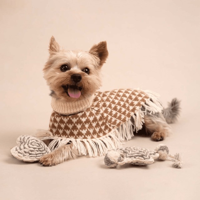 【Alqo Wasi（アルコワシ）】トライアド アルパカ ドッグ ポンチョ キャメル/Triad Alpaca Dog Poncho