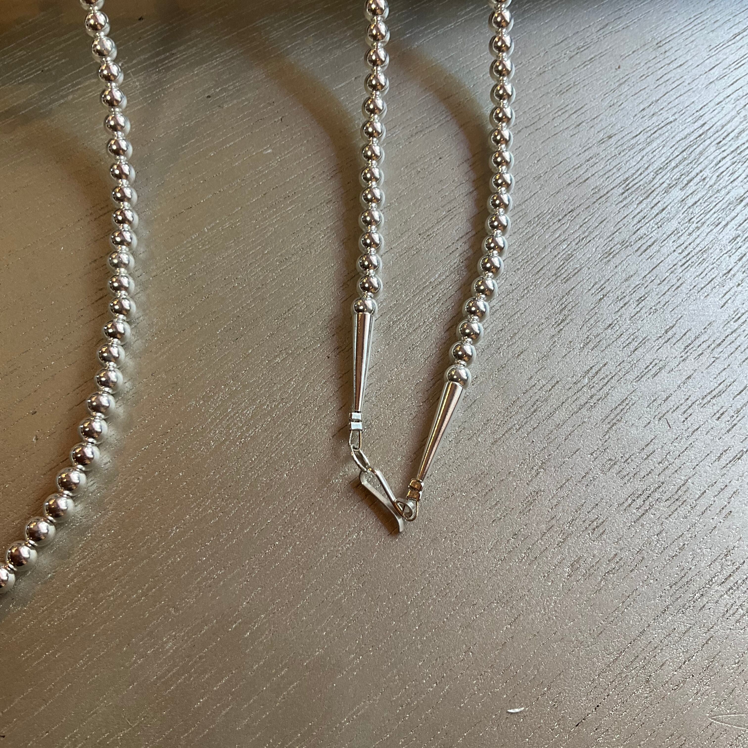 5mm シルバー925ナバホパール ネックレス80cm | sterling