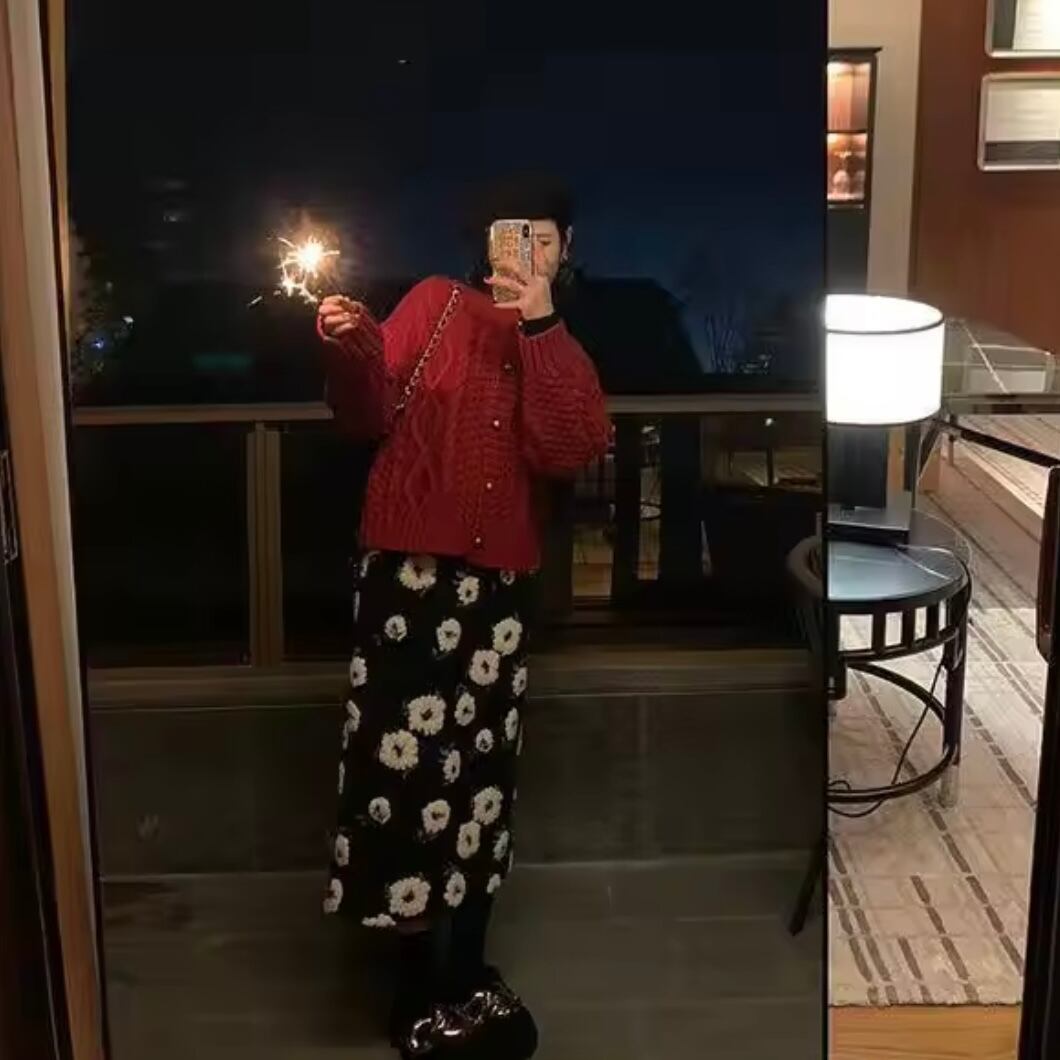 poco poco flower midi skirt