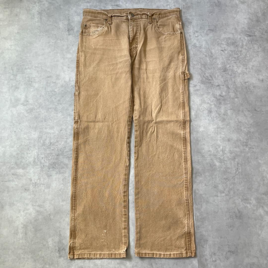 ディッキーズ W32 ダックパンツ ペインター ワーク 古着 茶 17091