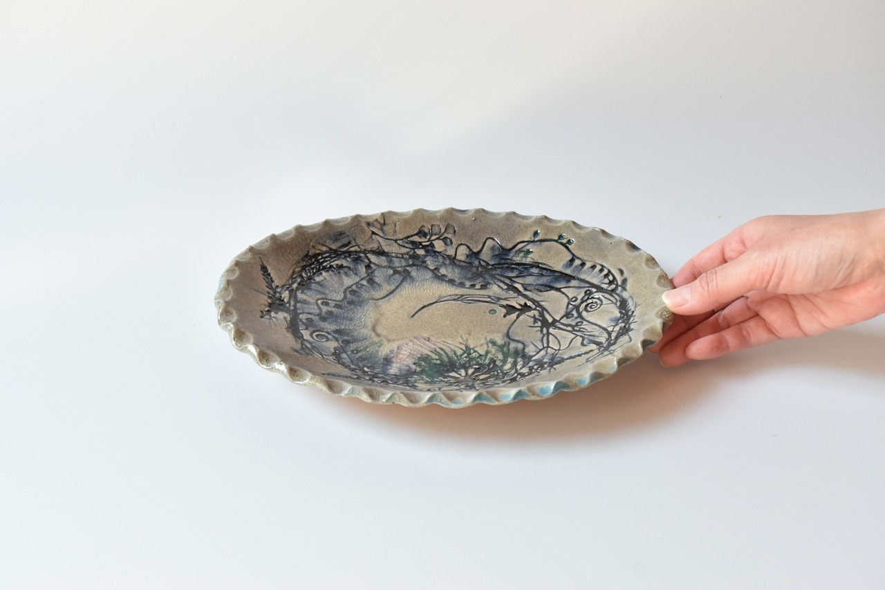 小代瑞穂窯 / 福田るい : ボタ ダ円皿 (大)