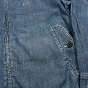 Crocodile クロコダイル ロゴ刺繍 リネン混 デニム スイングトップ ダンガリー ブルゾン ジャケット LL /インディゴブルー系 紳士 カジュアル