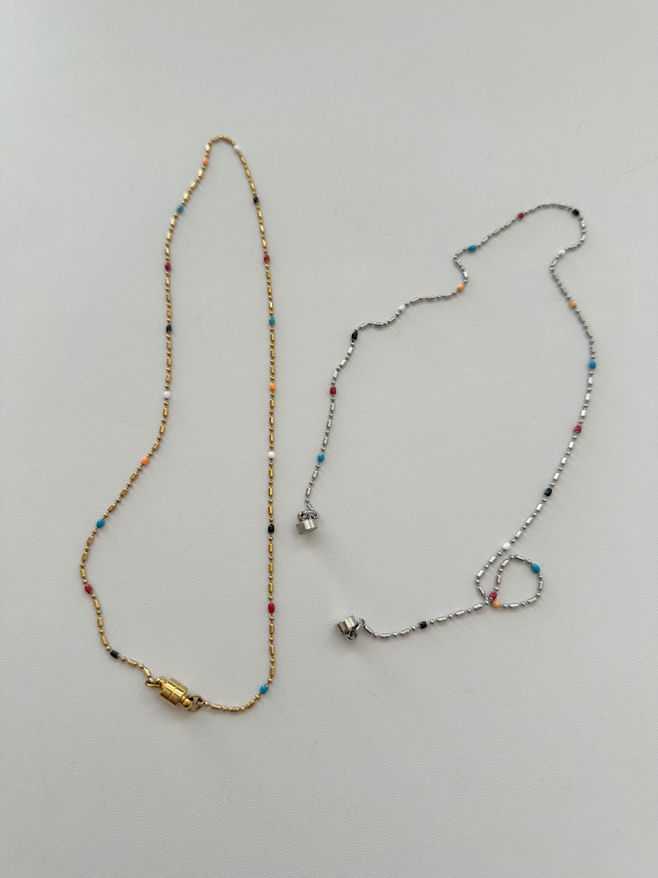 SS マグネットランダムビーズネックレス