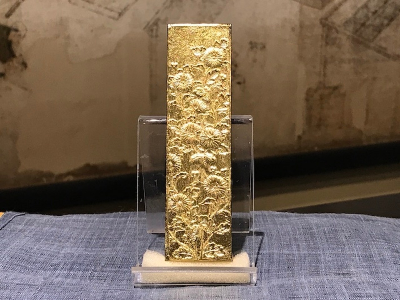 古梅園 1989年製造 高級古墨『金箔蒔 磬墨』最高級油煙使用
