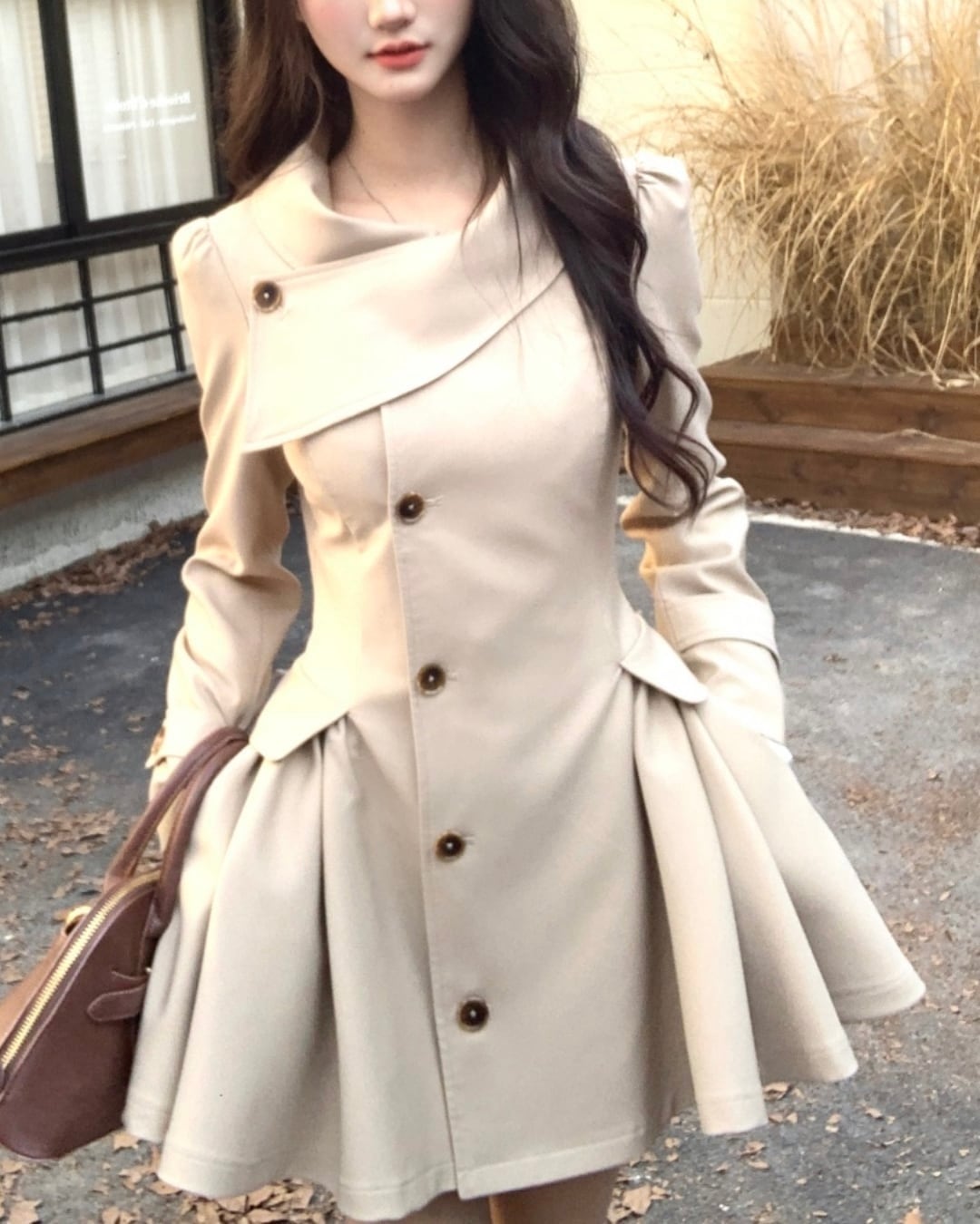 フレアチュールベージュトレンチコート 25W08222