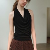 Drapé Noir Sleeveless Top F0675