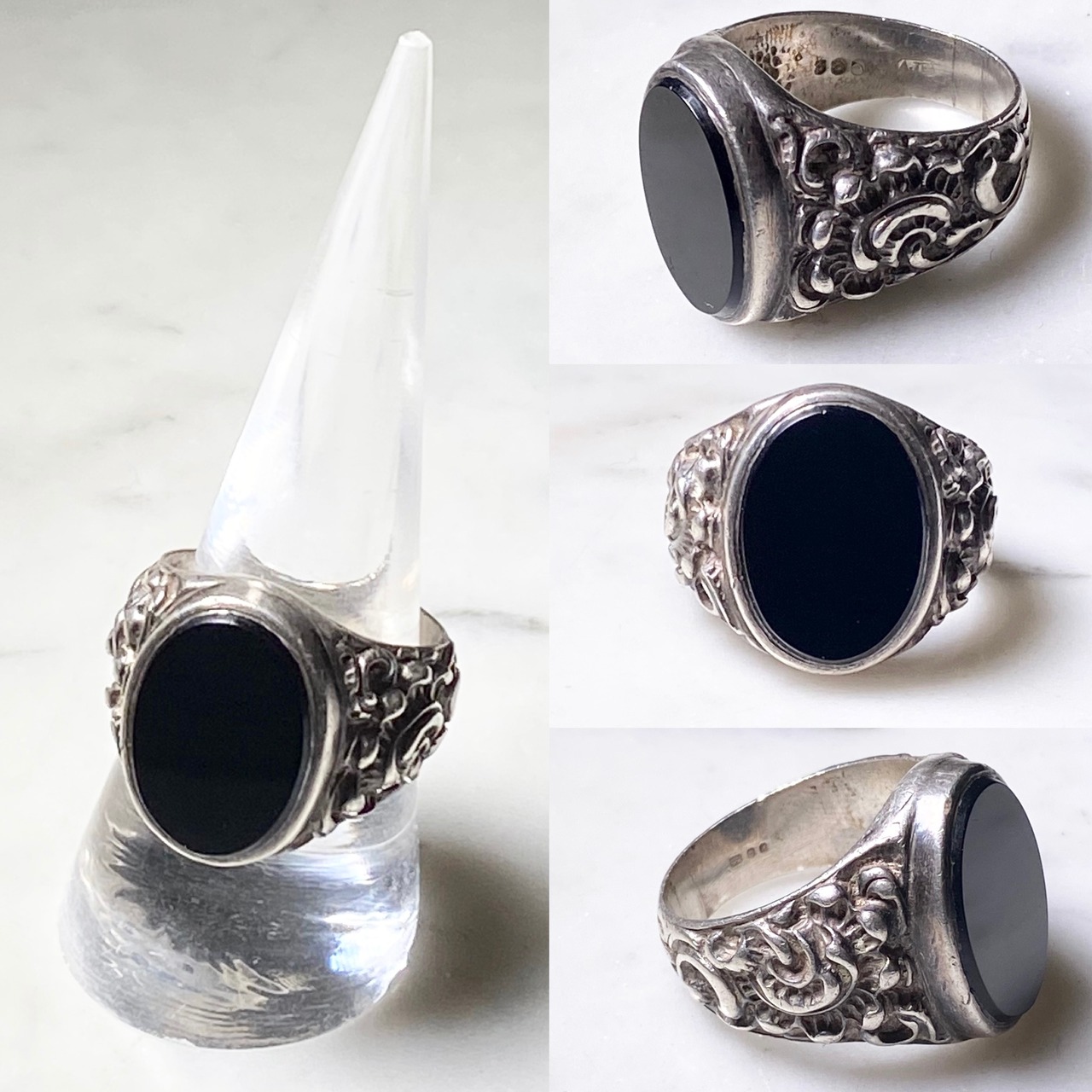 vintage c1975 silver onyx signet ring