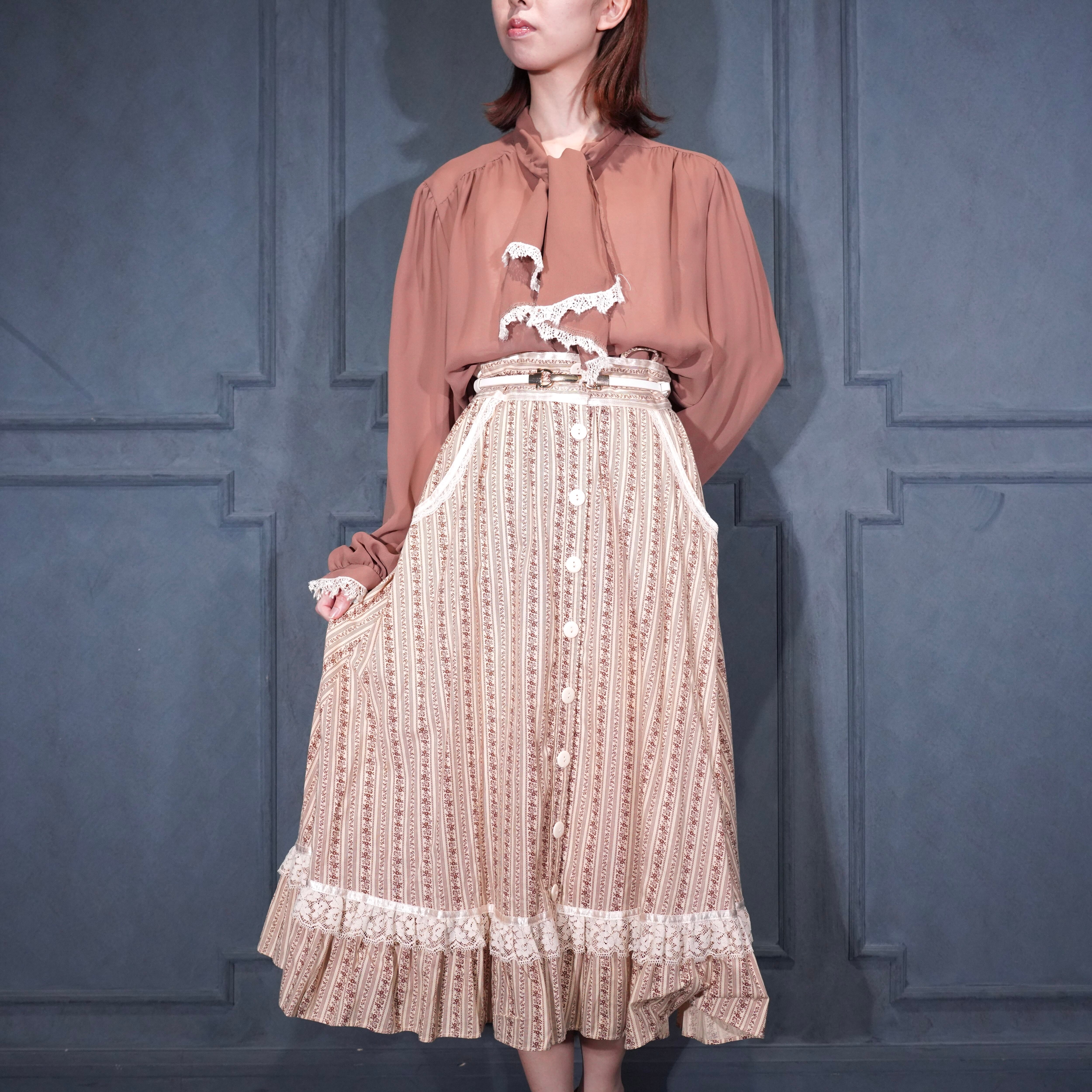 USA VINTAGE GUNNE SAX FLOWER PATTERNED FRONT BUTTON DESIGN LONG