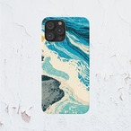 受注生産 iPhoneケース ネイビーと水色の海流マーブル｜マーブルアート PABS065C