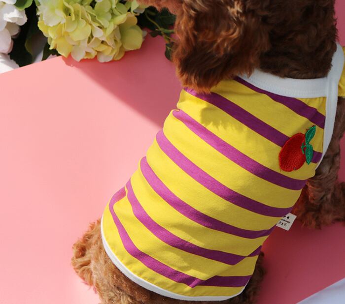 【SALE】リンゴクロップドトップス S ~ XL 2color  /  犬服 春夏 新作 犬 服 タンクトップ 猫 小型犬 ドッグウェア ショート丈 可愛い top79