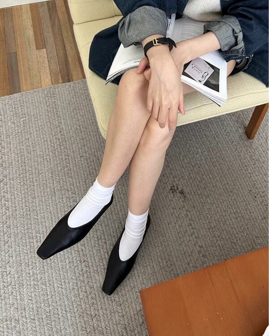 スクエアヘッドパンプス G25013