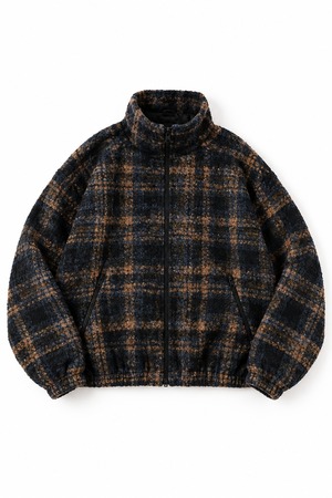 ATELANE / ALL OVER PATTERN BOA STAND BLOUSON – NAVY