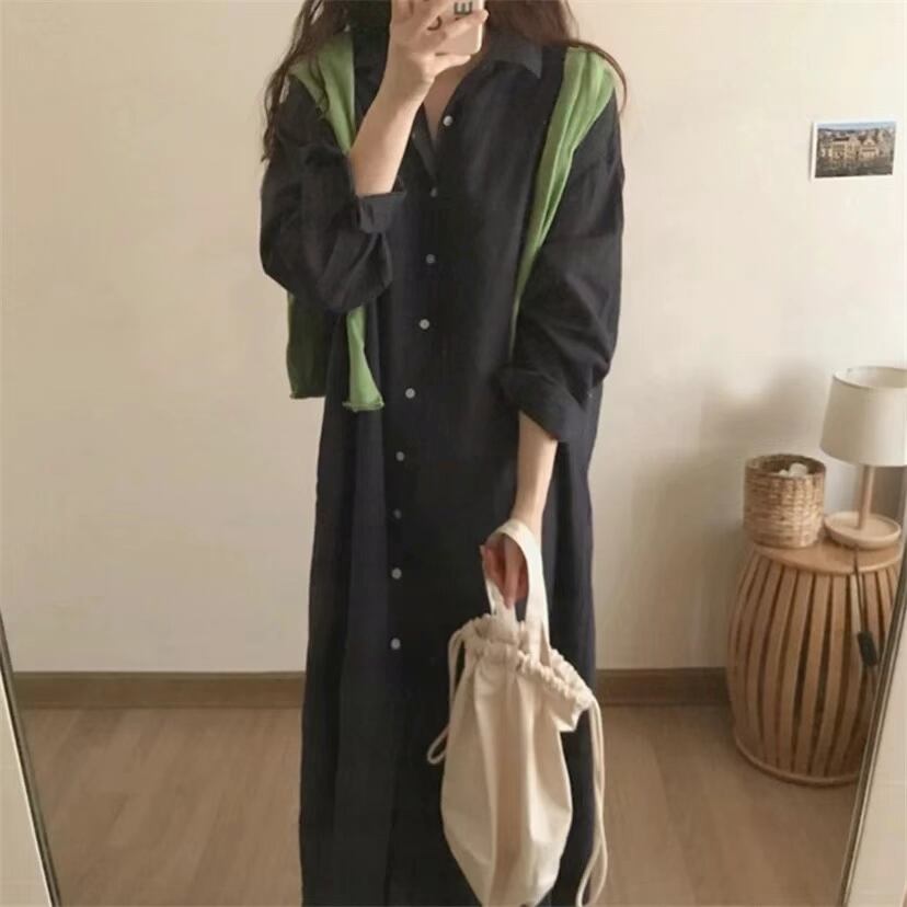 開襟シャツワンピース　　AJ22263-6698