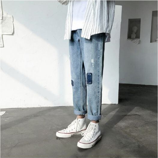 全2色 デニムパンツ ジーパン ジーンズ 刺繍 韓国ファッション