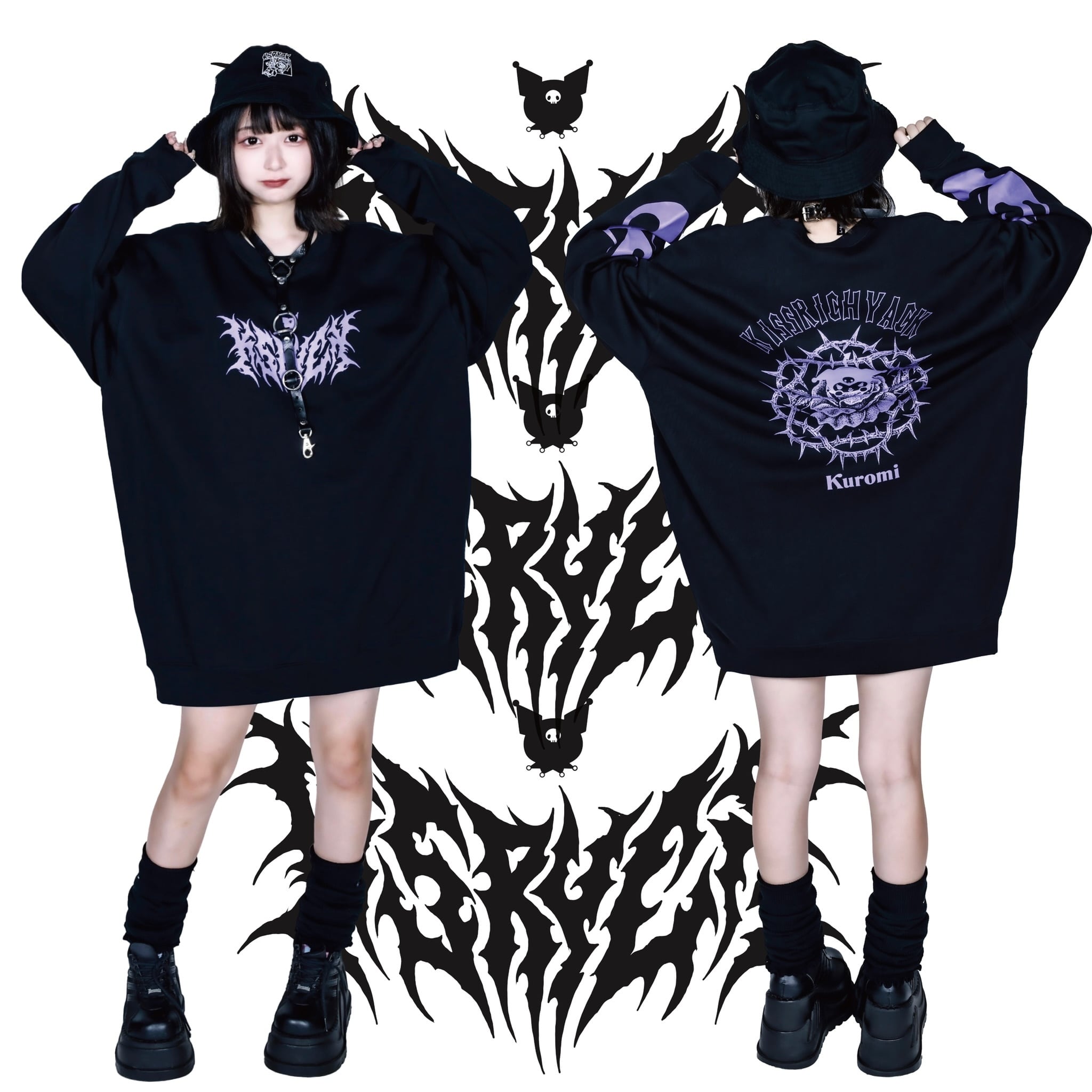 KRY clothing クロミ Tシャツ ブラック×パープル