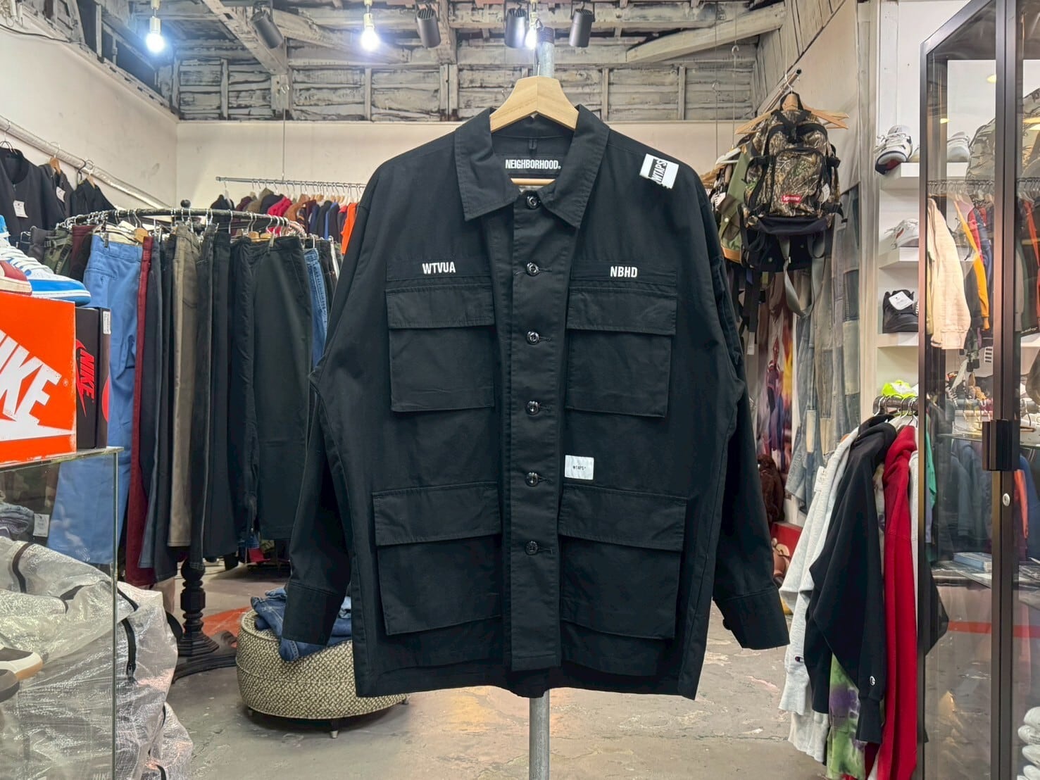 NEIGHBORHOOD × WTAPS JUNGLE LS SHIRT BLACK 01 192WVNHD-SHM01S  