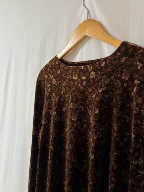 1980~90's Botanical Pattern Velour Cut and Sewn
