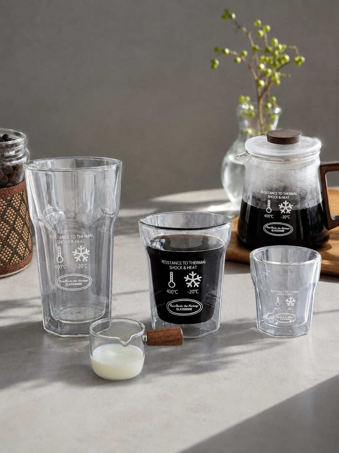 DOUBLE WALL OCTAGONAL TUMBLER 280ml 耐熱ガラス・タンブラーMサイズ