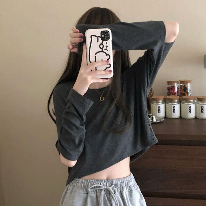 ブラック ロング ブラウス スプリング 春物 Tシャツ 萌量不足86512072416