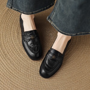 flower motif round toe loafer shoes 2colors【2025100101】