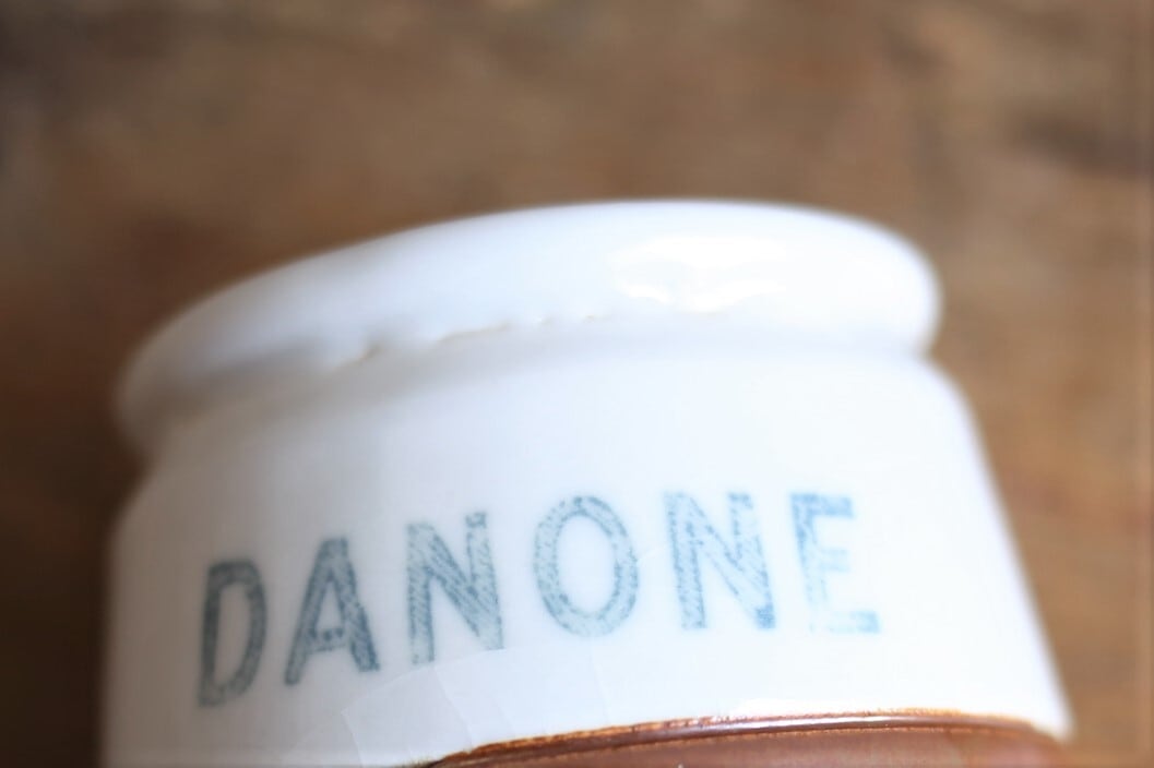 フランス アンティーク 『DANONE』ダノン 陶器製 ヨーグルトポット N