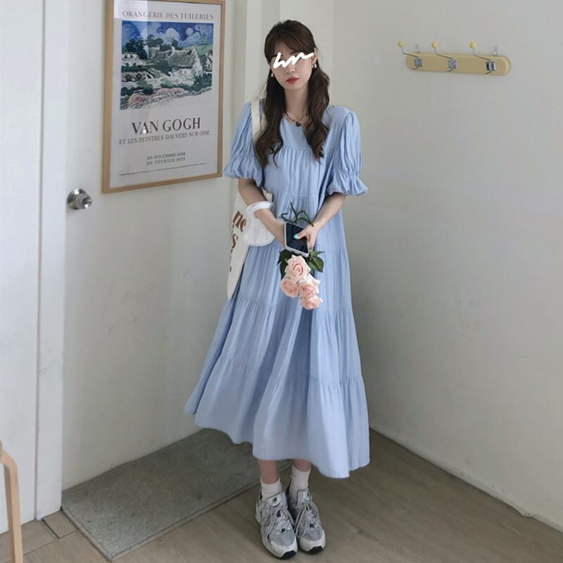 スタイルプリーツスカート ドレス サマールーズスリム ランタンスリーブ 夏物 萌量不足51094641309