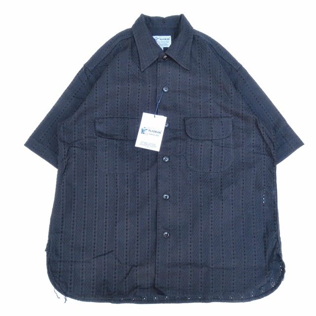 THE ALASKAN (アラスカン) OPEN COLLAR SHIRTS HAKOBA STRIPE ブラック