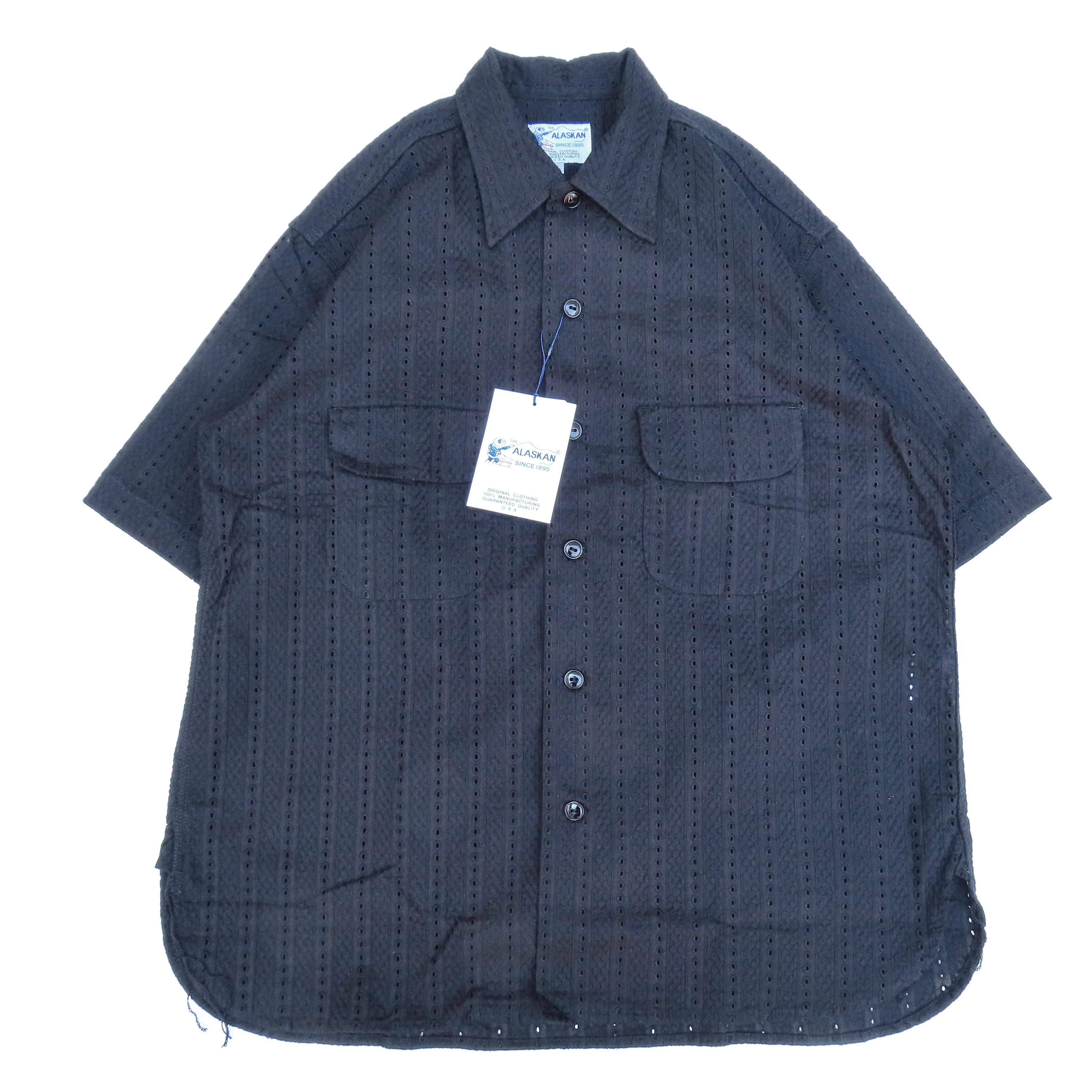 THE ALASKAN (アラスカン) OPEN COLLAR SHIRTS HAKOBA STRIPE ブラック