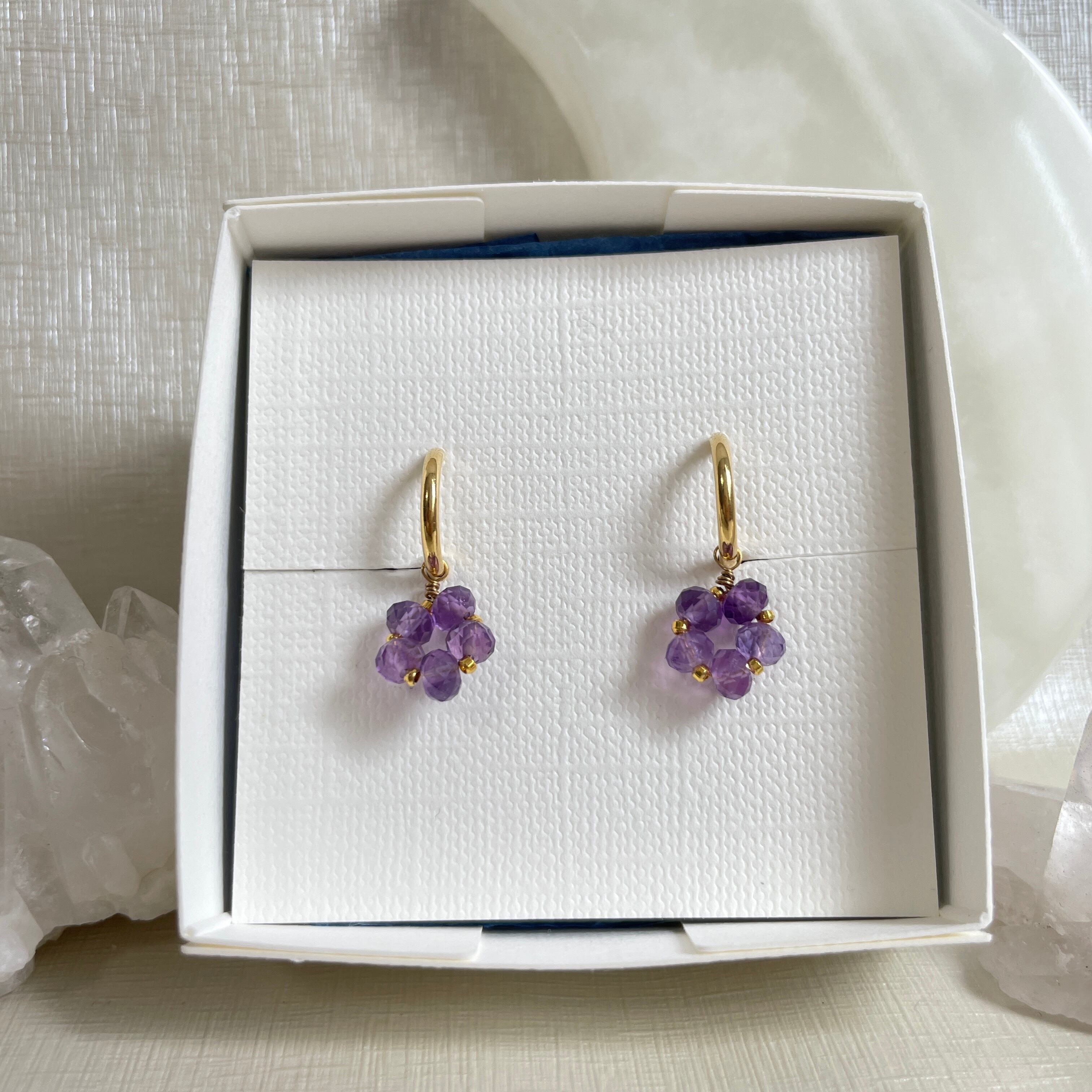 再販【数量限定】147 Gentian -ﾘﾝﾄﾞｳ／ アメジスト イヤリング ピアス