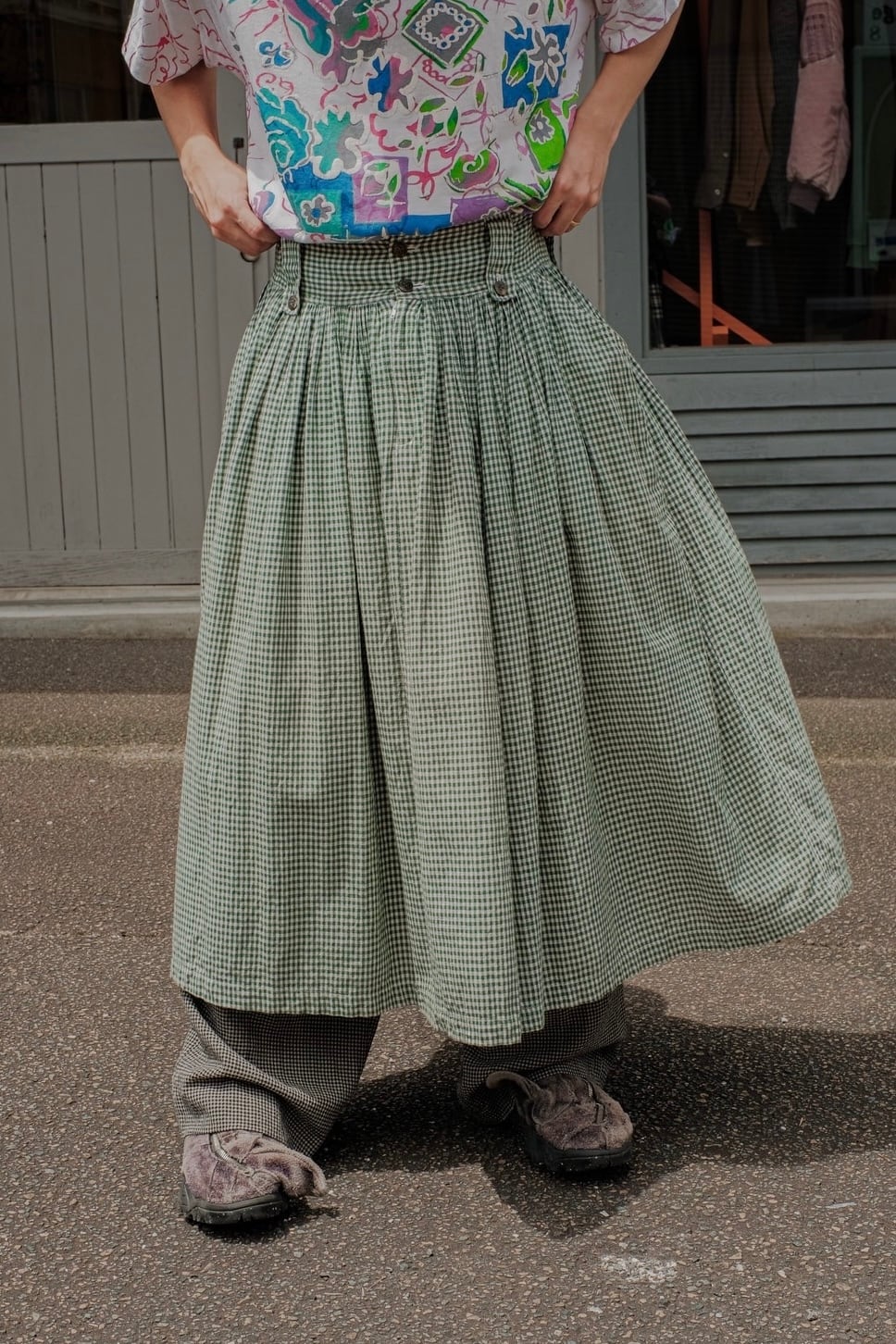 1980s I.S. ISSEY MIYAKE gingham check skirt