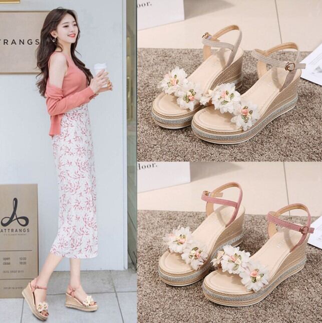 ウェッジソール サンダル 厚底 ヒール 7cmヒール 美脚 かわいい