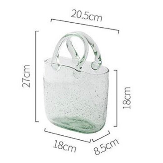 green glass bag vase / バッグ ガラス ベース ハンドル アンティーク