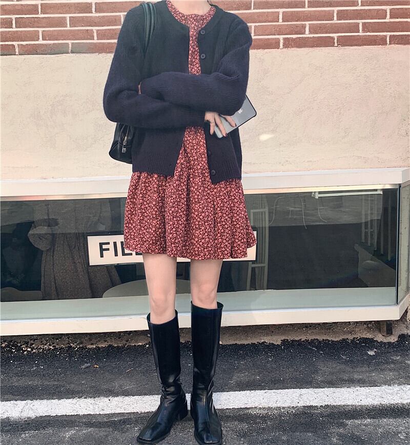 セーター ルーズベージュニットトップス オータムウィンターカーディガンジャケット 秋物 冬物 ブラックストロベリース36151964526