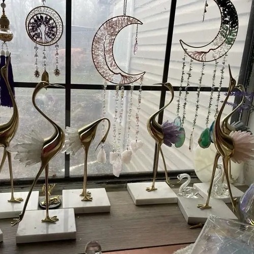 鶴 ゴールデンパープル 置き物 オブジェ 像 ゴールデン レガント オフィス 学校 プレゼント