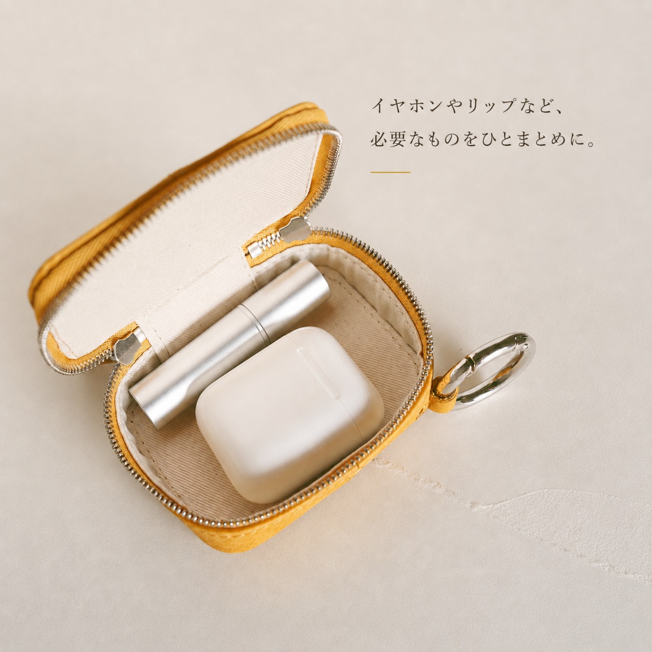 【本革】アクセサリーポーチ｜全3色（ブラック・イエーロ・カーキ・）｜de’syu｜プエブロレザー× コンパクト収納・画像8
