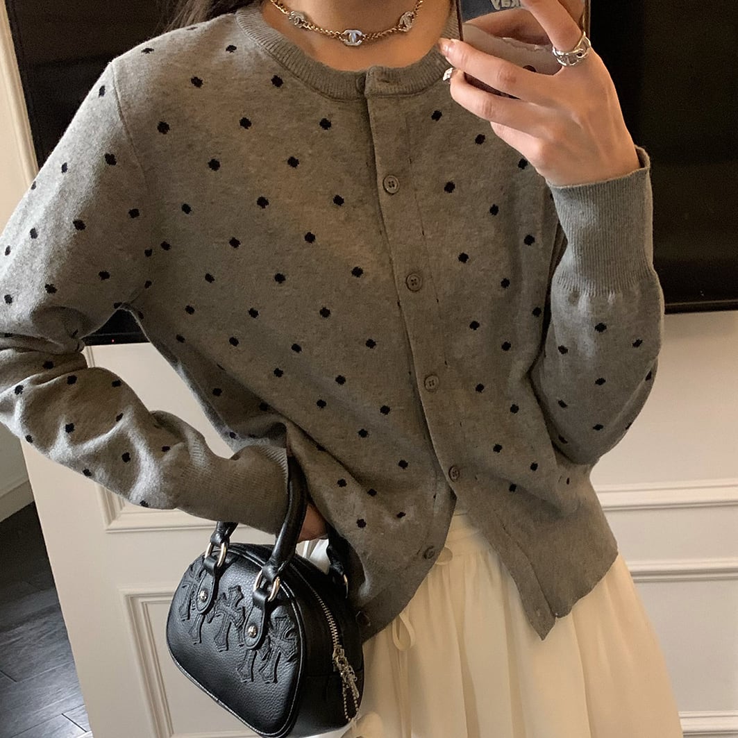 Polka dot knit cardigan in 2 colors S306